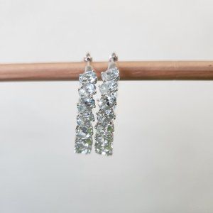 11.20 Ct Natural Aquamarine Huggie Hoop Inside Out .925 Sterling Earrings NWT